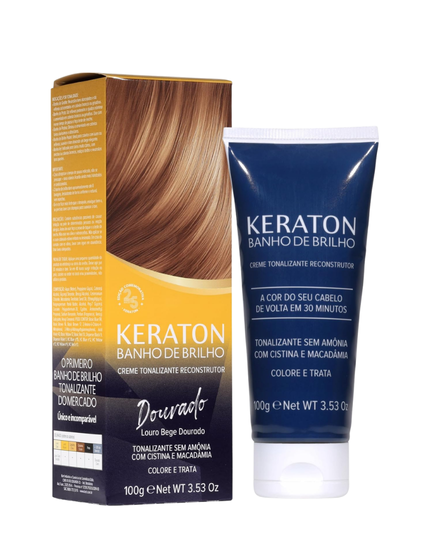 Keraton Banho de Brilho Máscara Tonalizante com cor 100g - Dourado
