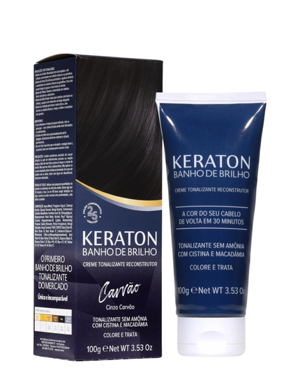 Keraton Banho de Brilho Máscara Tonalizante com cor 100g - Carvão Cinza