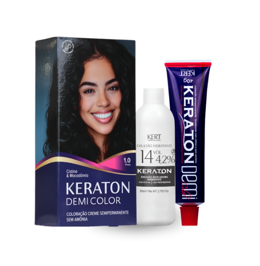 Keraton Demi Color Coloração Semipermanente 40g + 80ml - 1.0 Preto