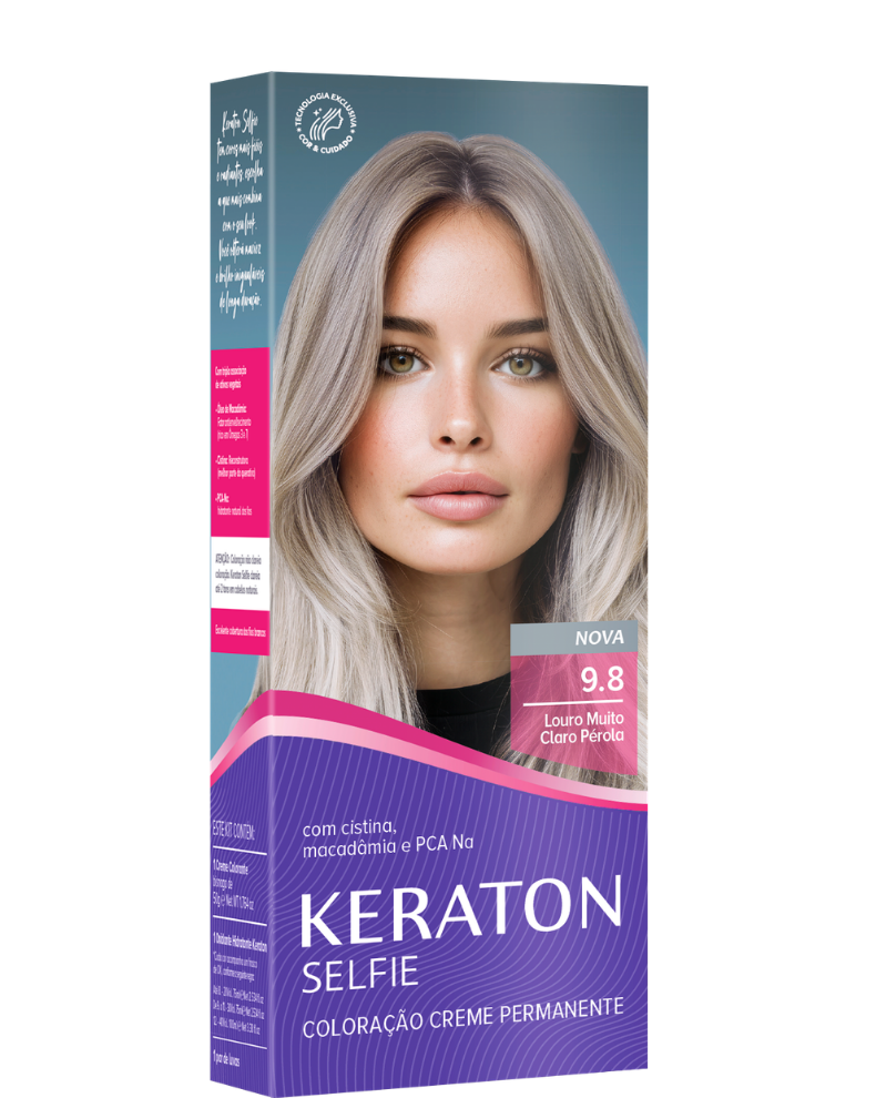 Keraton Selfie Coloração Permanente Com Cistina E Óleo De Macadâmia 50G - 9.8 Louro Muito Claro Pérola