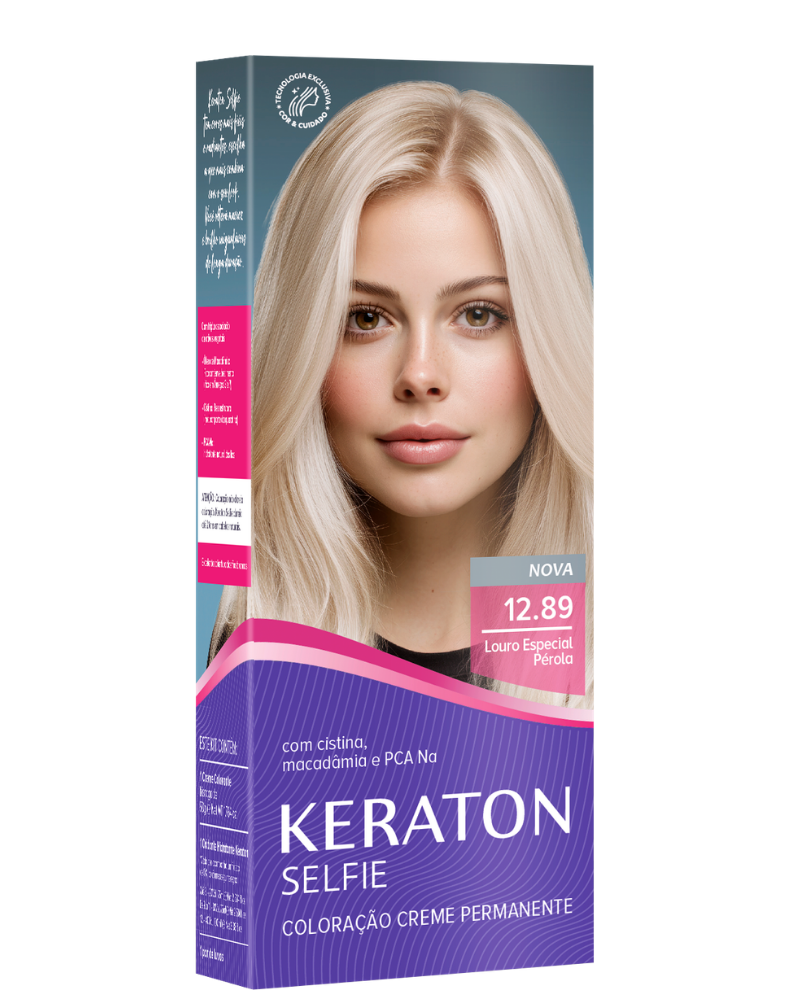 Keraton Selfie Coloração Permanente Com Cistina E Óleo De Macadâmia 50G - 12.89 Louro Especial Pérola
