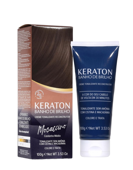Keraton Banho de Brilho Máscara Tonalizante com cor 100g - Mocaccino
