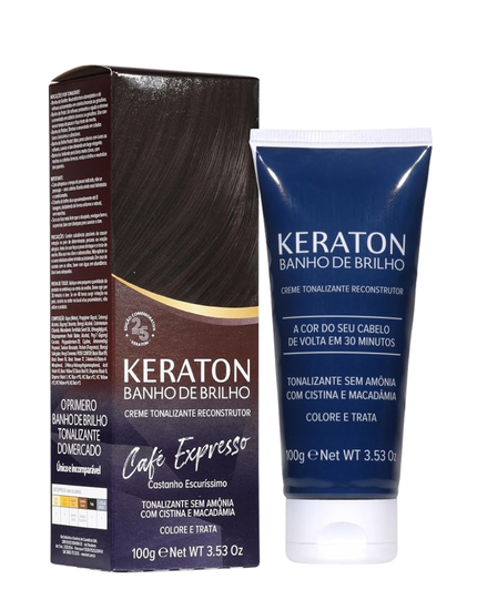 Keraton Banho de Brilho Máscara Tonalizante com cor 100g - Café Expresso