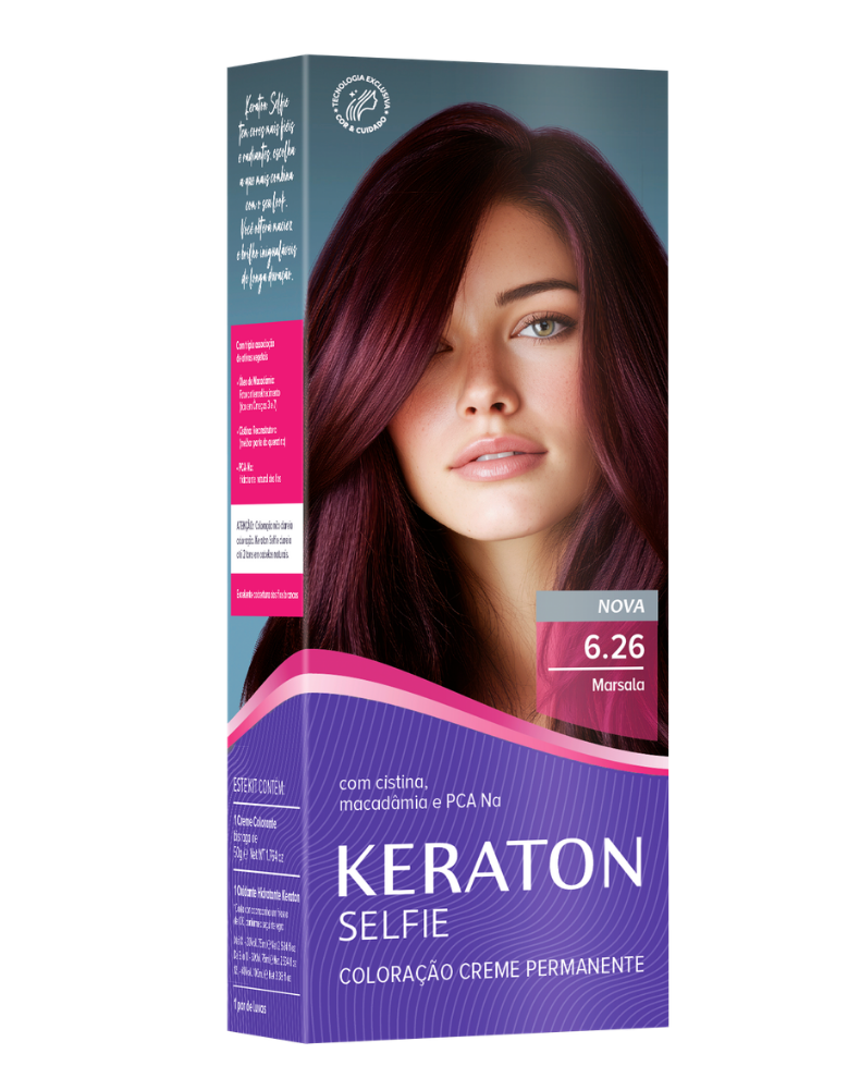 Keraton Selfie Coloração Permanente Com Cistina E Óleo De Macadâmia 50G - 6.26 Marsala