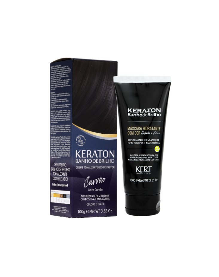 Keraton Banho de Brilho Máscara Tonalizante com cor 100g - Carvão Cinza