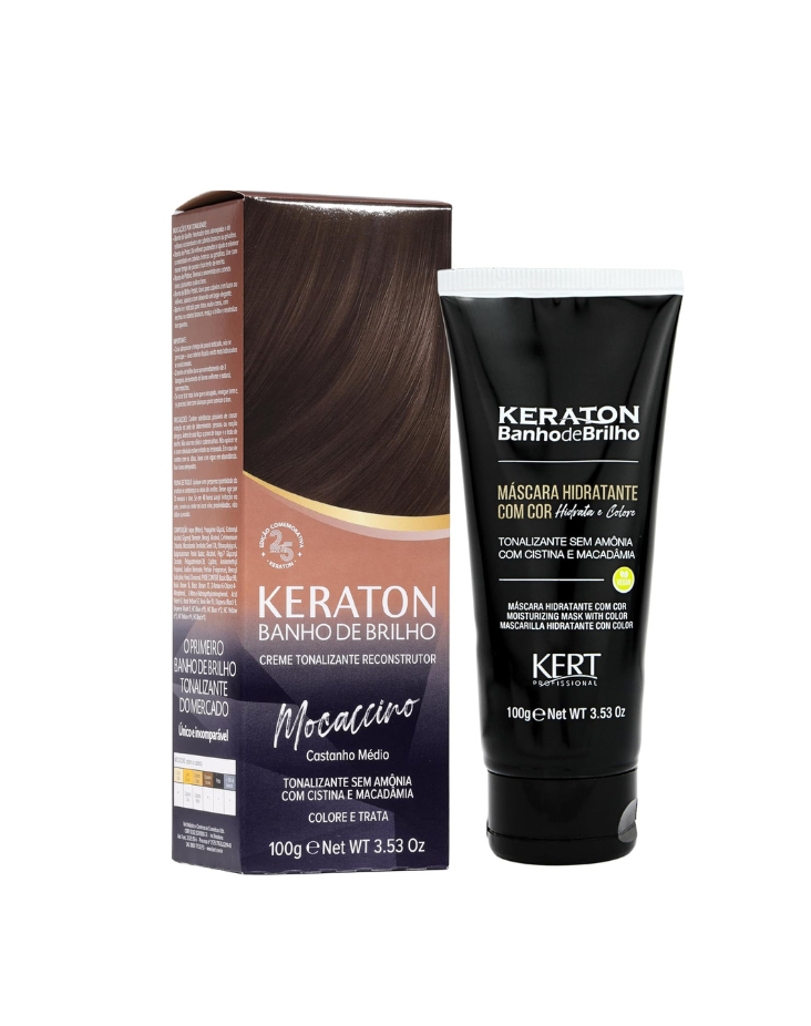 Keraton Banho de Brilho Máscara Tonalizante com cor 100g - Mocaccino