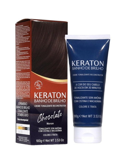 Keraton Banho de Brilho Máscara Tonalizante com cor 100g - Chocolate