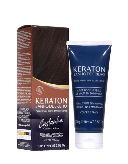 Keraton Banho de Brilho Máscara Tonalizante com cor 100g - Castanha