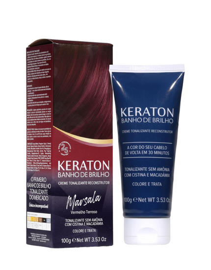 Keraton Banho de Brilho Máscara Tonalizante com cor 100g - Marsala