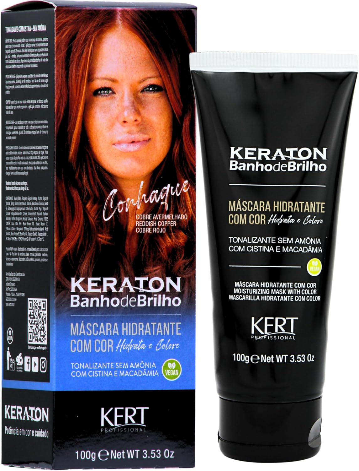 Keraton Banho de Brilho Máscara Tonalizante com cor 100g - Conhaque