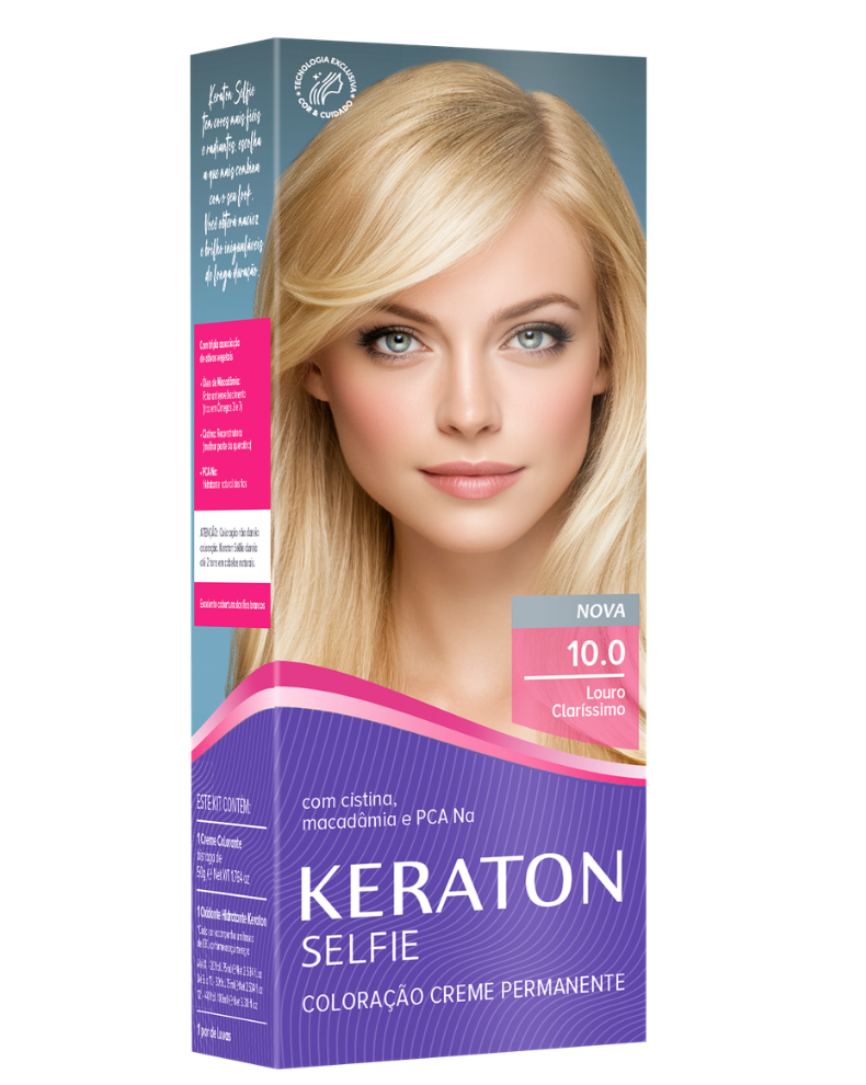 Keraton Selfie Coloração Permanente Com Cistina E Óleo De Macadâmia 50G - 10.0 Louro Claríssimo