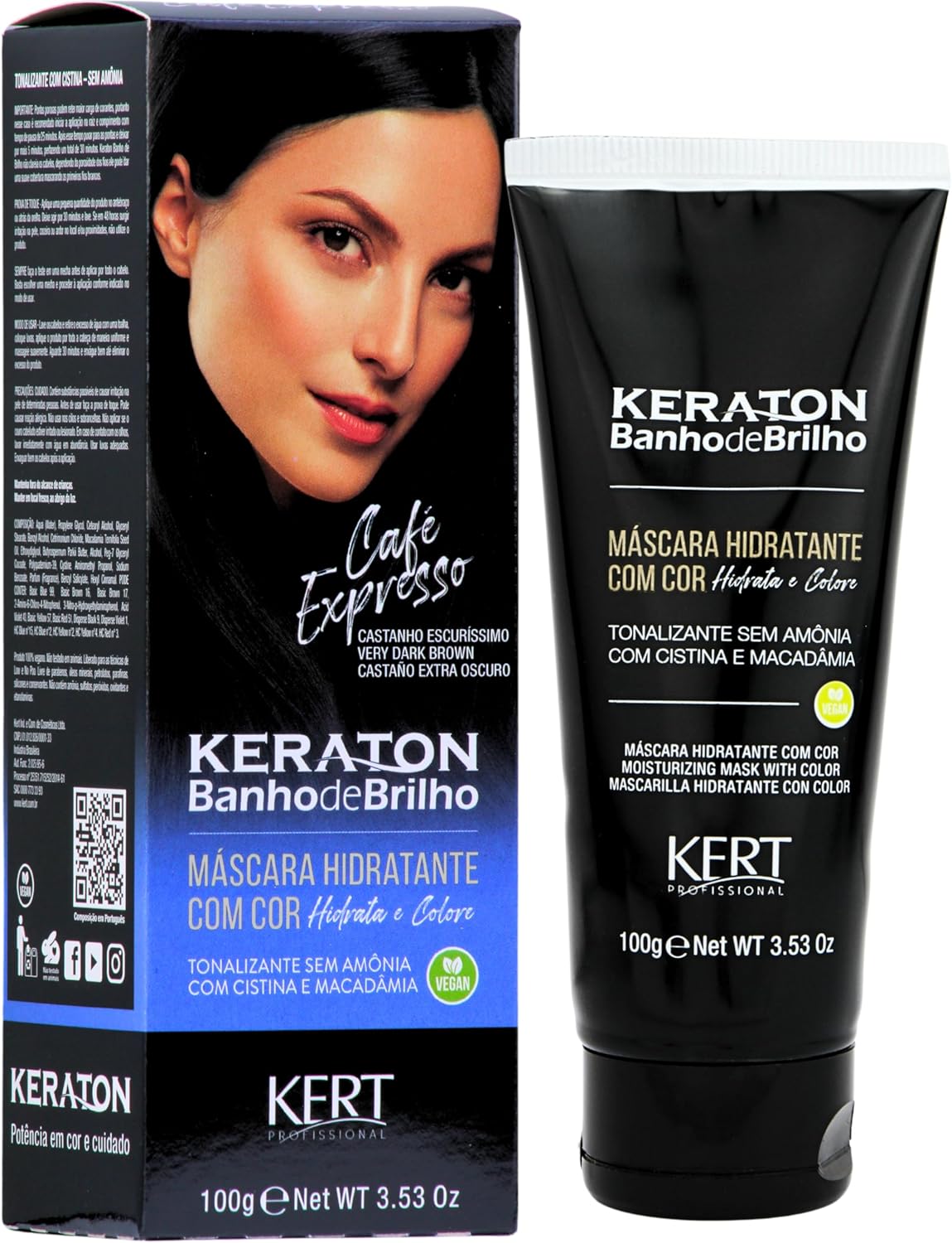 Keraton Banho de Brilho Máscara Tonalizante com cor 100g - Café Expresso
