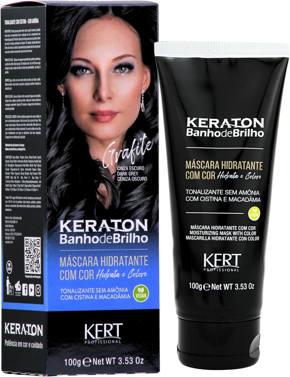 Keraton Banho de Brilho Máscara Tonalizante com cor 100g - Grafite