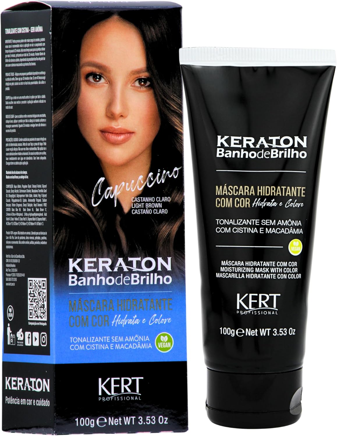 Keraton Banho de Brilho Máscara Tonalizante com cor 100g - Capuccino