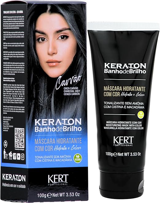Keraton Banho de Brilho Máscara Tonalizante com cor 100g - Carvão Cinza