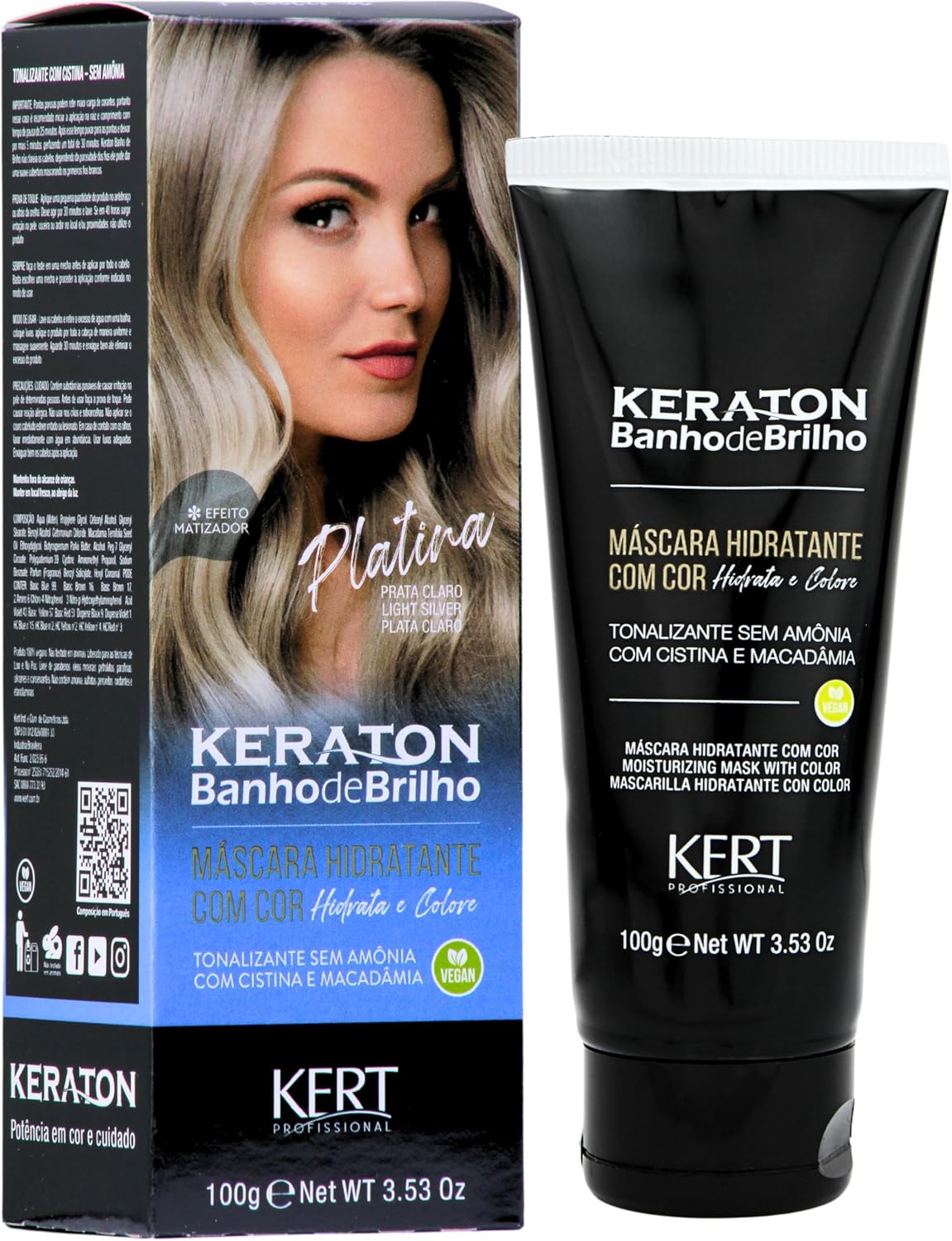 Keraton Banho de Brilho Máscara Tonalizante com cor 100g - Platina