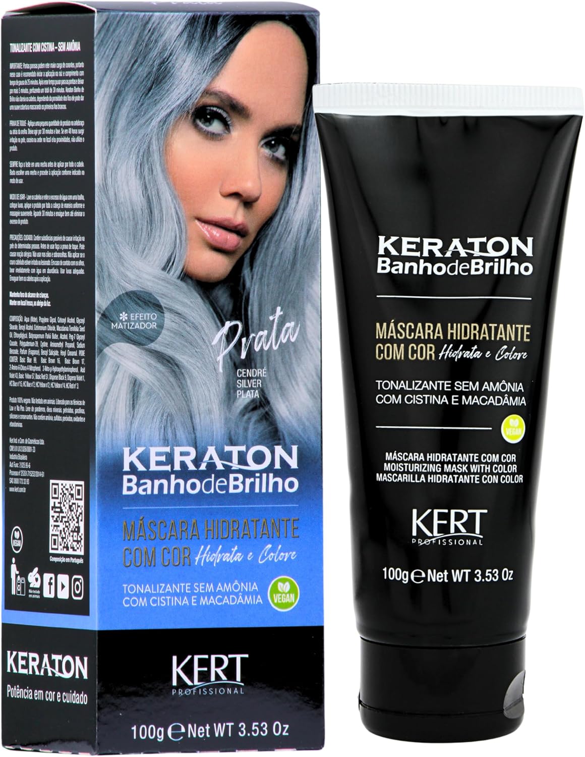 Keraton Banho de Brilho Máscara Tonalizante com cor 100g - Prata