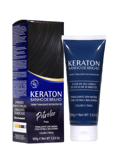 Keraton Banho de Brilho Máscara Tonalizante com cor 100g - Preto Petróleo