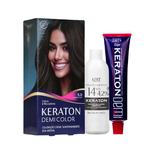 Keraton Demi Color Coloração Semipermanente 40g + 80ml - 5.0 Castanho Claro