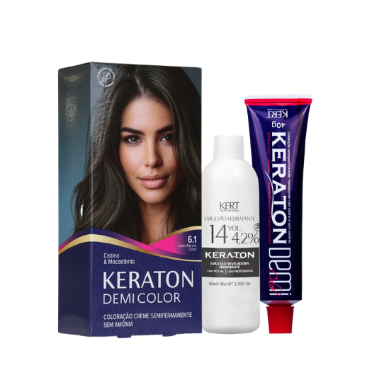 Keraton Demi Color Coloração Semipermanente 40g + 80ml - 6.1 Louro Escuro Cinza