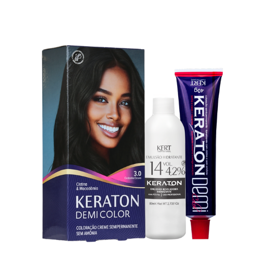 Keraton Demi Color Coloração Semipermanente 40g + 80ml - 3.0 Castanho Escuro