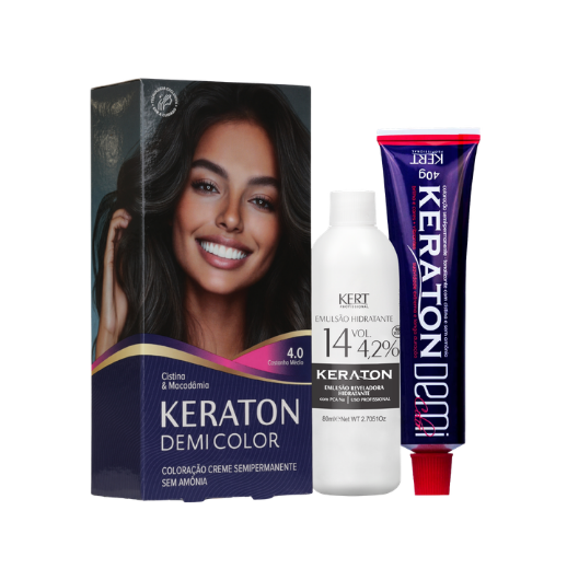 Keraton Demi Color Coloração Semipermanente 40g + 80ml - 4.0 Castanho Médio