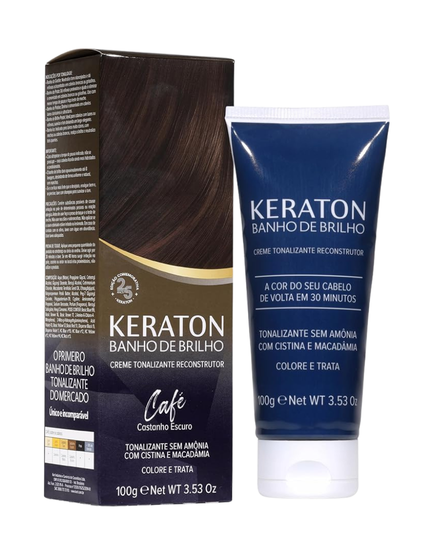 Keraton Banho de Brilho Máscara Tonalizante com cor 100g - Café