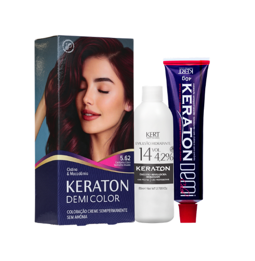 Keraton Demi Color Coloração Semipermanente 40g + 80ml - 5.62 Castanho Claro Vermelho Irisado