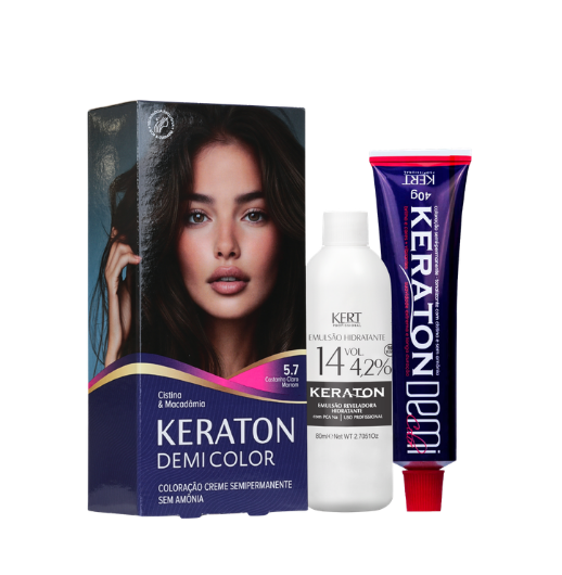 Keraton Demi Color Coloração Semipermanente 40g + 80ml - 5.7 Castanho Claro Marrom