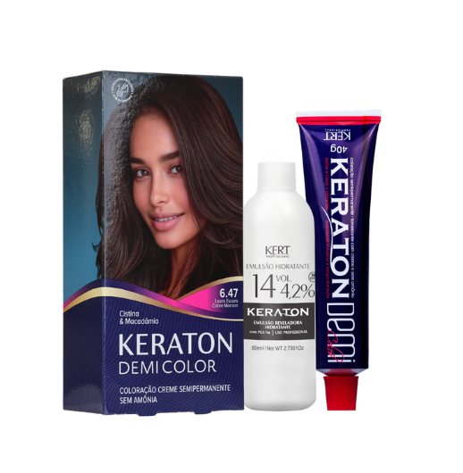 Keraton Demi Color Coloração Semipermanente 40g + 80ml - 6.47 Louro Escuro Acobreado Marrom