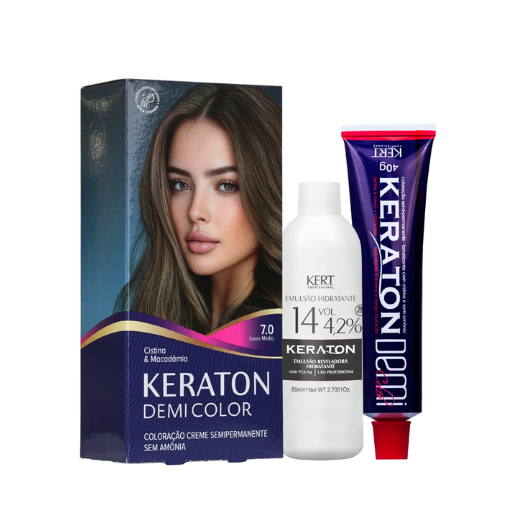 Keraton Demi Color Coloração Semipermanente 40g + 80ml - 7.0 Louro Médio