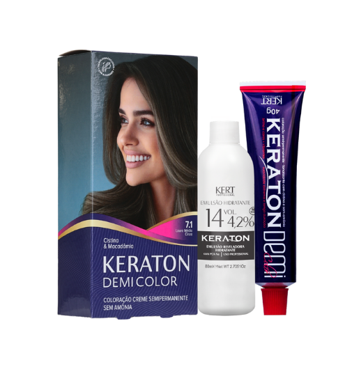 Keraton Demi Color Coloração Semipermanente 40g + 80ml - 7.1 Louro Médio Cinza