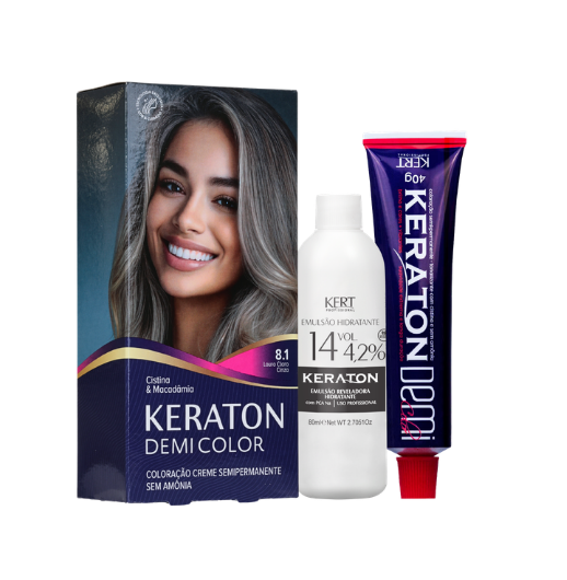 Keraton Demi Color Coloração Semipermanente 40g + 80ml - 8.1 Louro Claro Cinza
