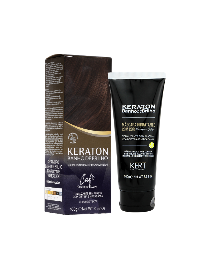 Keraton Banho de Brilho Máscara Tonalizante com cor 100g - Café
