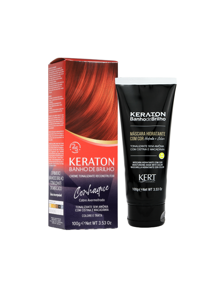 Keraton Banho de Brilho Máscara Tonalizante com cor 100g - Conhaque