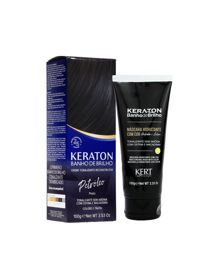 Keraton Banho de Brilho Máscara Tonalizante com cor 100g - Preto Petróleo