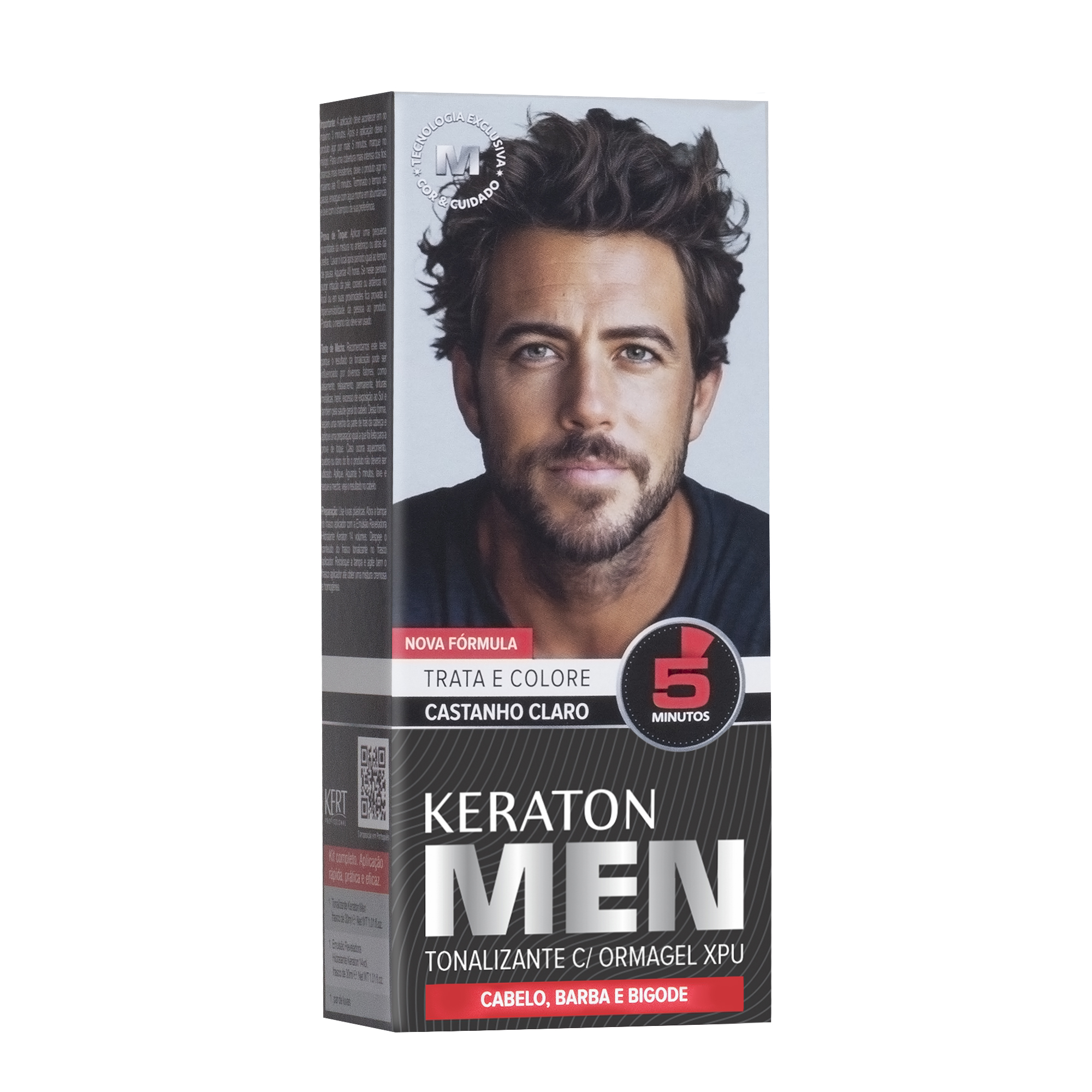 Keraton Men Tonalizante Colore Cabelo e Barba Sem Amônia 30Ml - Castanho Claro Men
