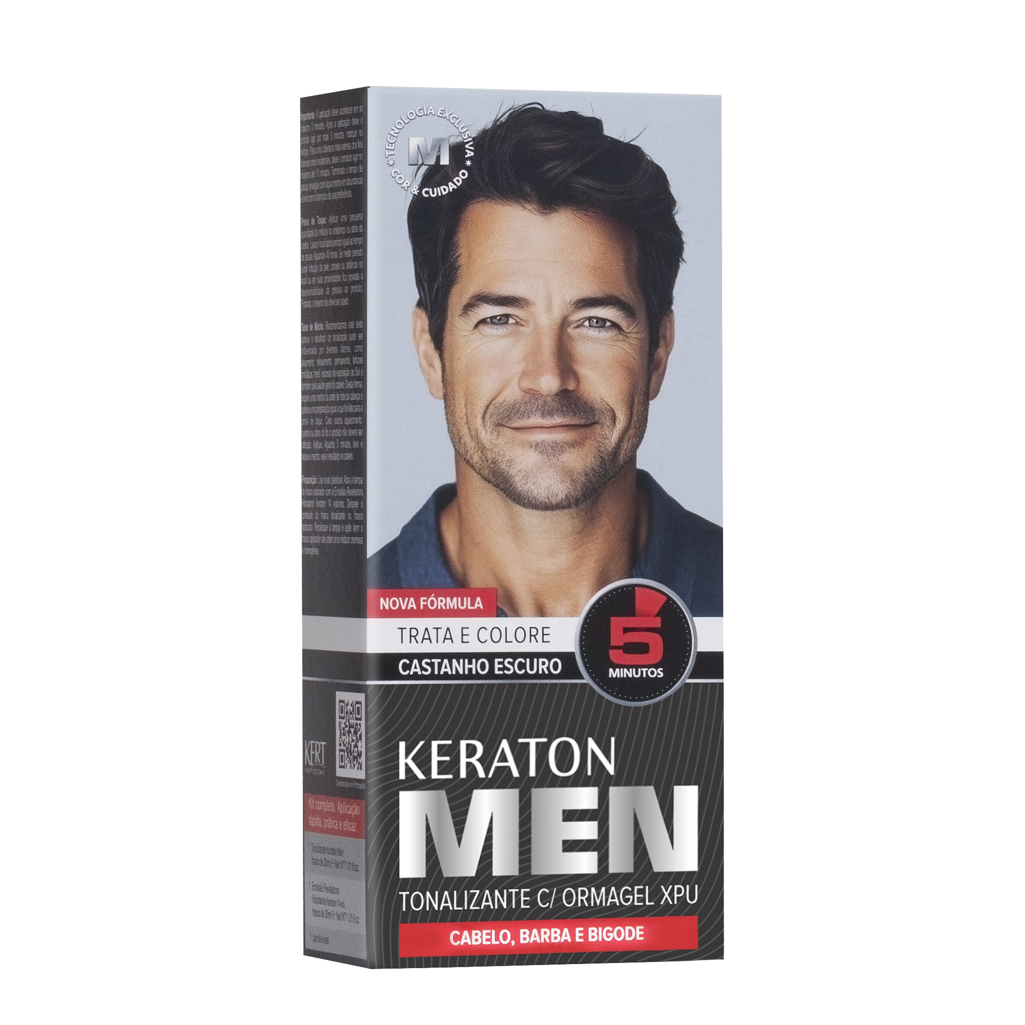 Keraton Men Tonalizante Colore Cabelo e Barba Sem Amônia 30Ml - Castanho Escuro Men