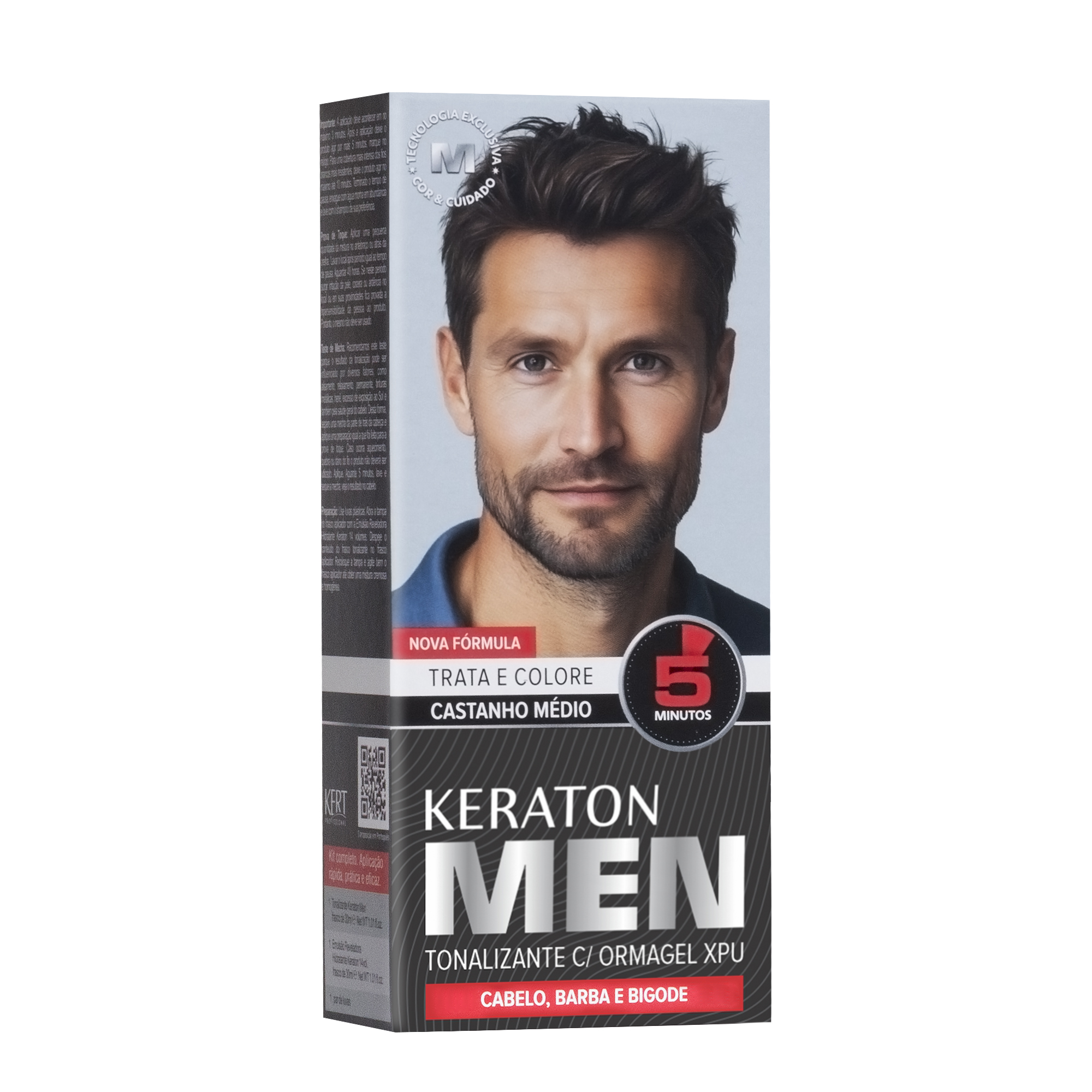Keraton Men Tonalizante Colore Cabelo e Barba Sem Amônia 30Ml - Castanho Médio Men