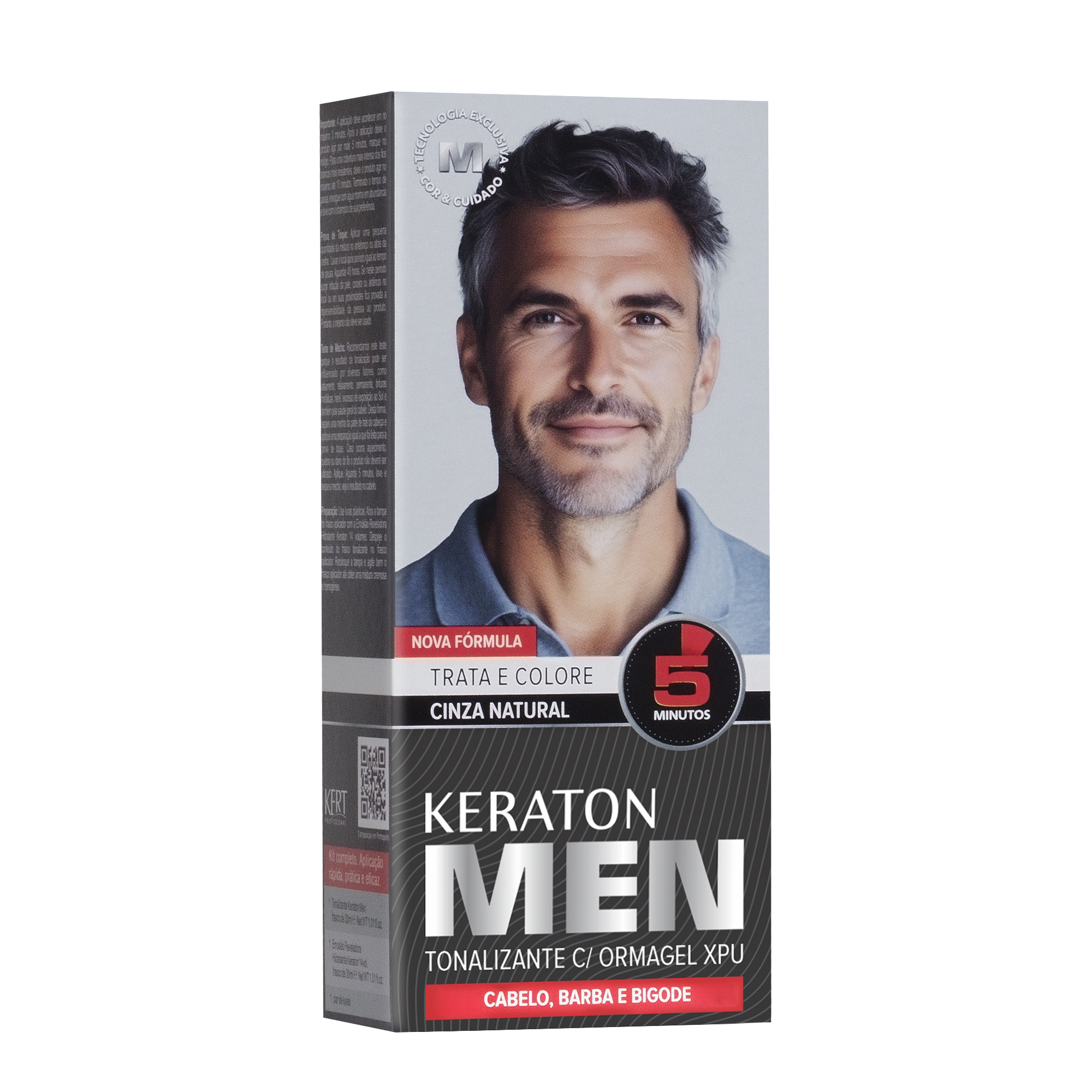 Keraton Men Tonalizante Colore Cabelo e Barba Sem Amônia 30Ml - Cinza Natural Men