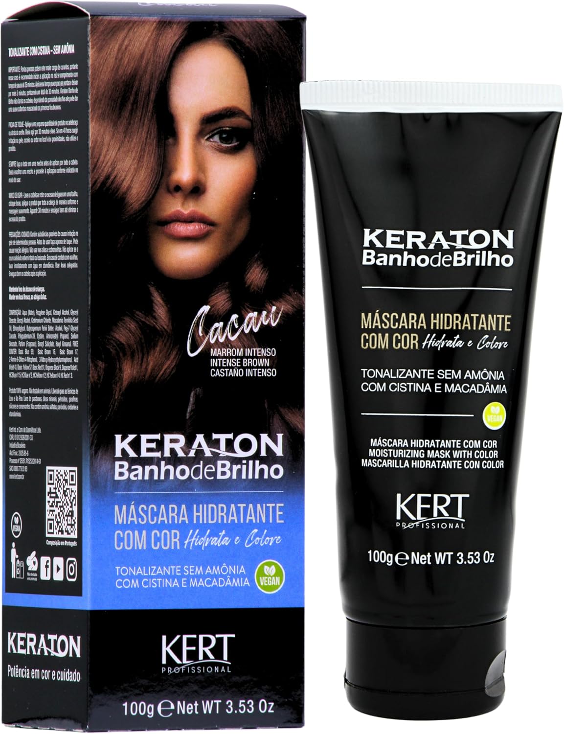 Keraton Banho de Brilho Máscara Tonalizante com cor 100g - Cacau