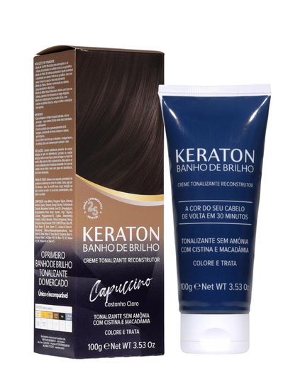 Keraton Banho de Brilho Máscara Tonalizante com cor 100g - Capuccino