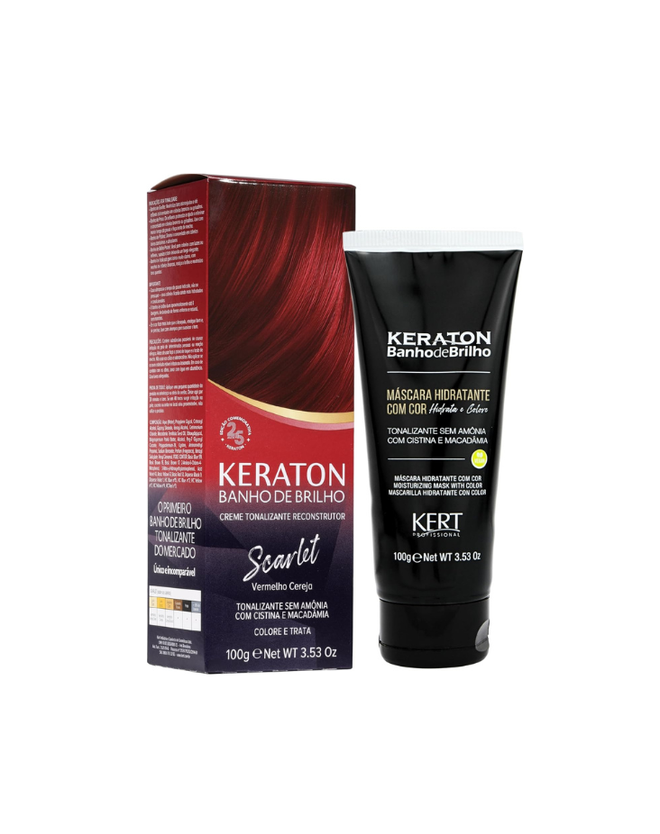 Keraton Banho de Brilho Máscara Tonalizante com cor 100g - Scarlet