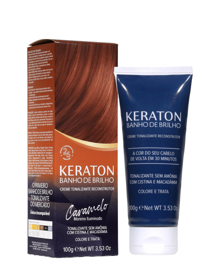 Keraton Banho de Brilho Máscara Tonalizante com cor 100g - Caramelo