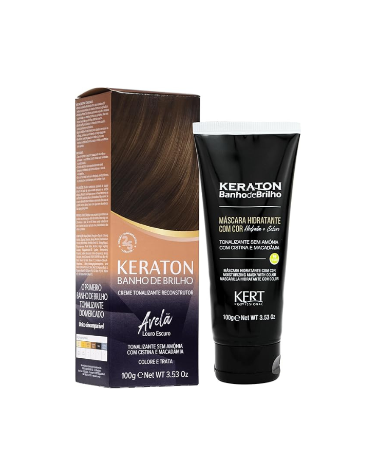 Keraton Banho de Brilho Máscara Tonalizante com cor 100g - Avelã