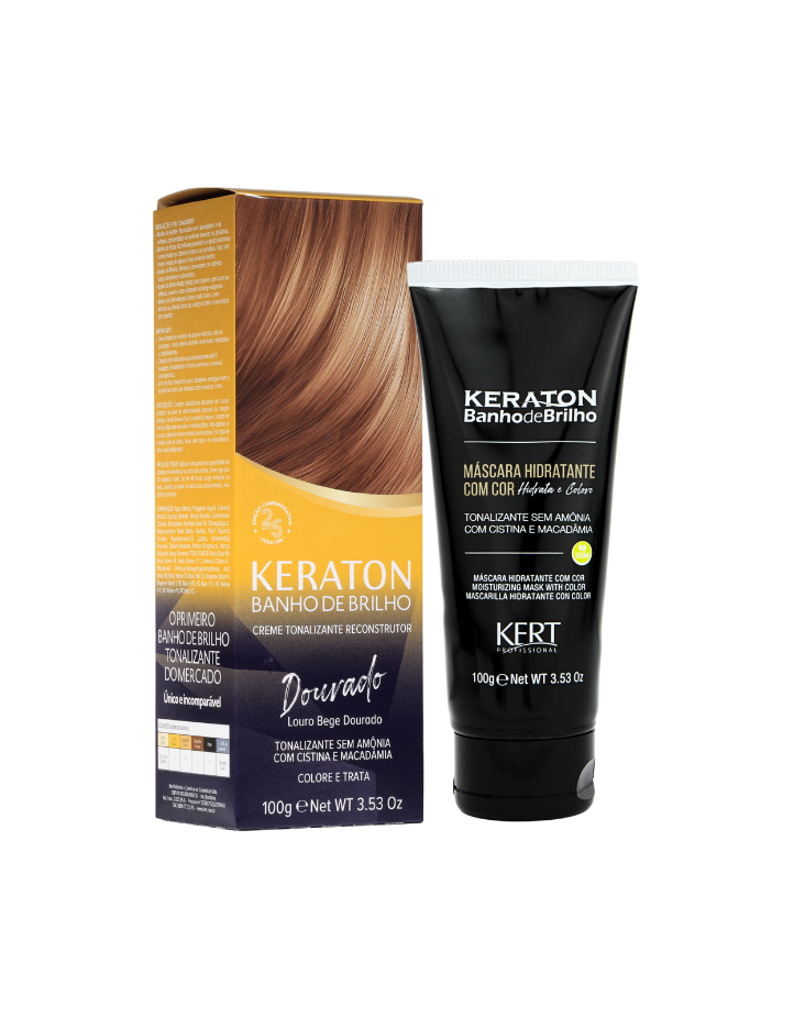 Keraton Banho de Brilho Máscara Tonalizante com cor 100g - Dourado