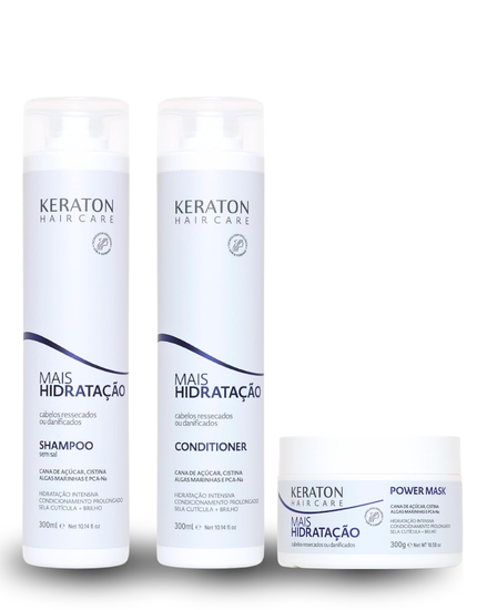 Kit Keraton Mais Hidratação Shampoo + Condicionador + Máscara 300ml