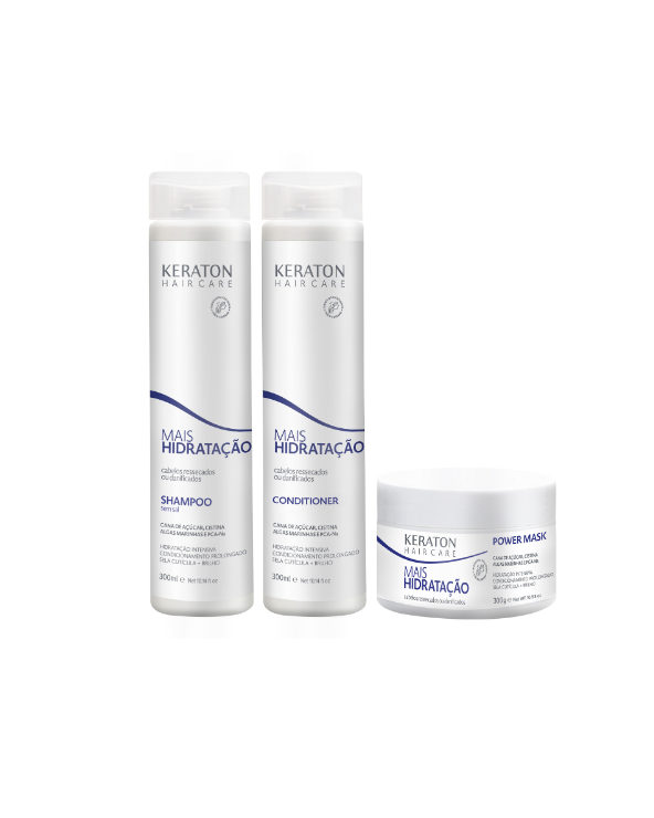 Kit Keraton Mais Hidratação Shampoo + Condicionador + Máscara 300ml