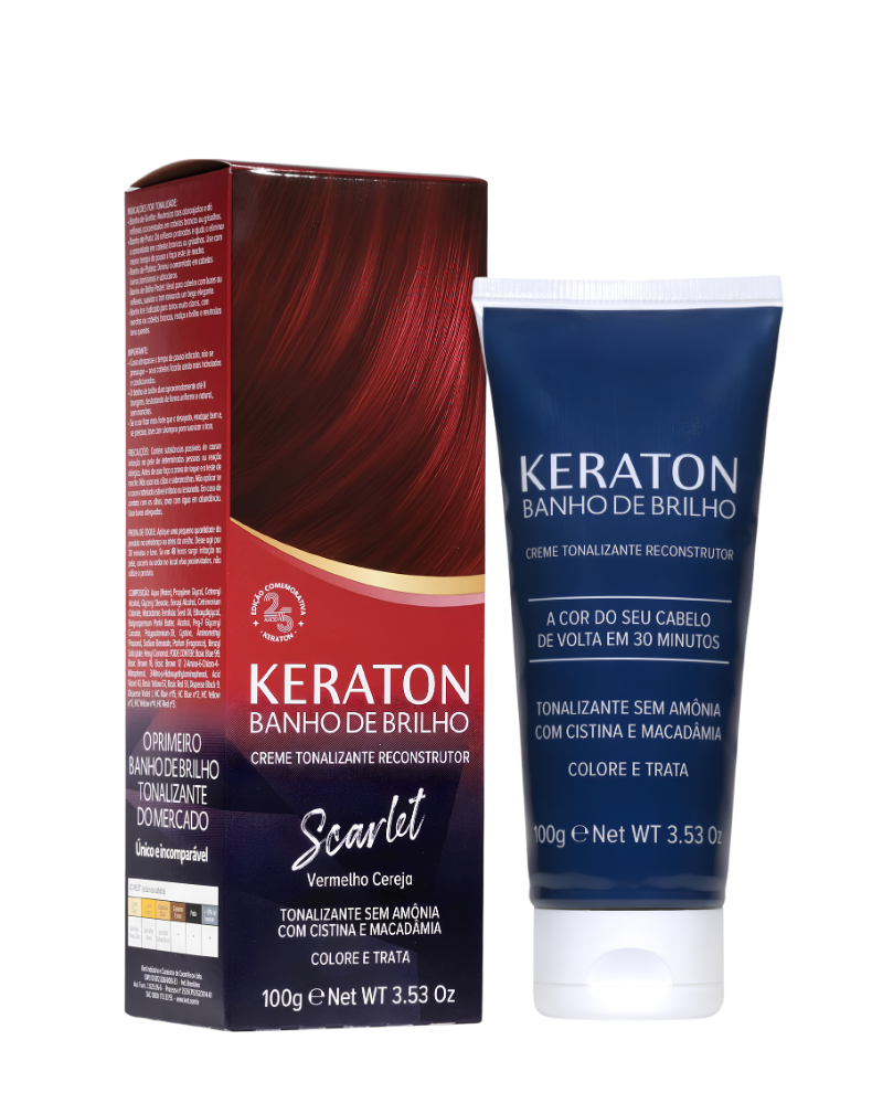 Keraton Banho de Brilho Máscara Tonalizante com cor 100g - Scarlet